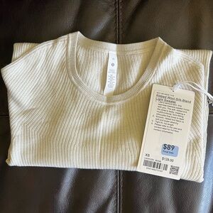 NWT Lululemon Ribbed Wool-Silk-Blend Light Sweater in Bone Color Size XS
